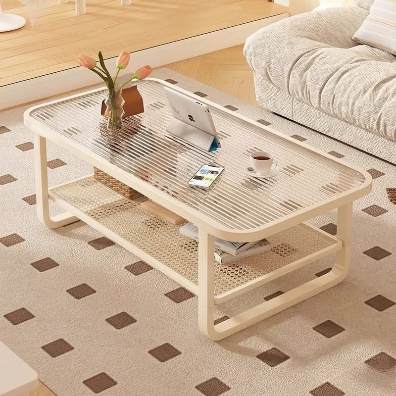 Luxo leve, sentido sofisticado, vidro temperado, mesa de centro, moderno, simples, apartamento pequeno