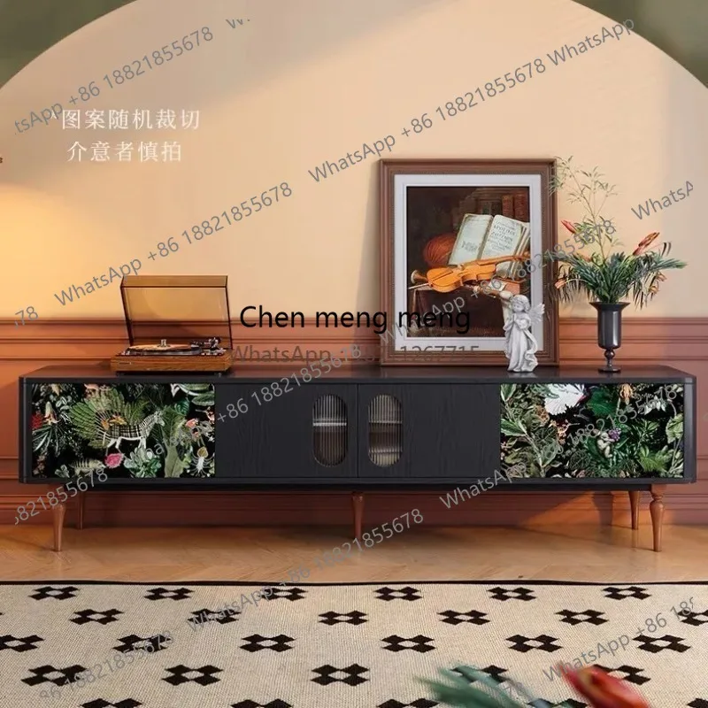 TV-Kabine im französischen Stil aus massivem Holz im Vintage-Stil, modernes, minimalistisches kleines Tisch-Aufbewahrungsregal mit Tassenständer