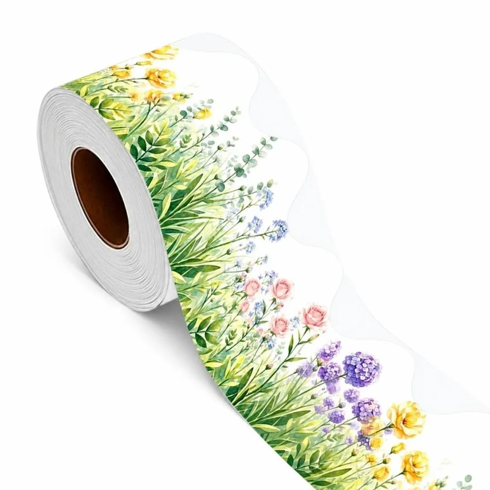 New Flower Bulletin Board Border 10m/Roll Cuttable Classroom Border Trim Scalloped Edge Border Trim Roll Chalkboard Decorating