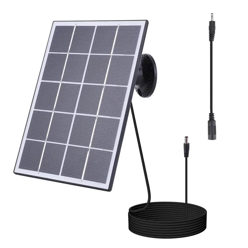 5V 3W Surveillance Camera Doorbell Monocrystalline Solar Charging Panel with Muntiple Interfaces Micro USB/Type C/DC/USB/U Ring