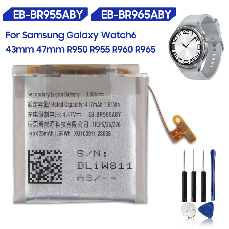 Replacement Battery For Samaung Galaxy Watch6 Classic 43mm R950 R955 Watch 6 47mm R960 R965 EB-BR955ABY EB-BR965ABY