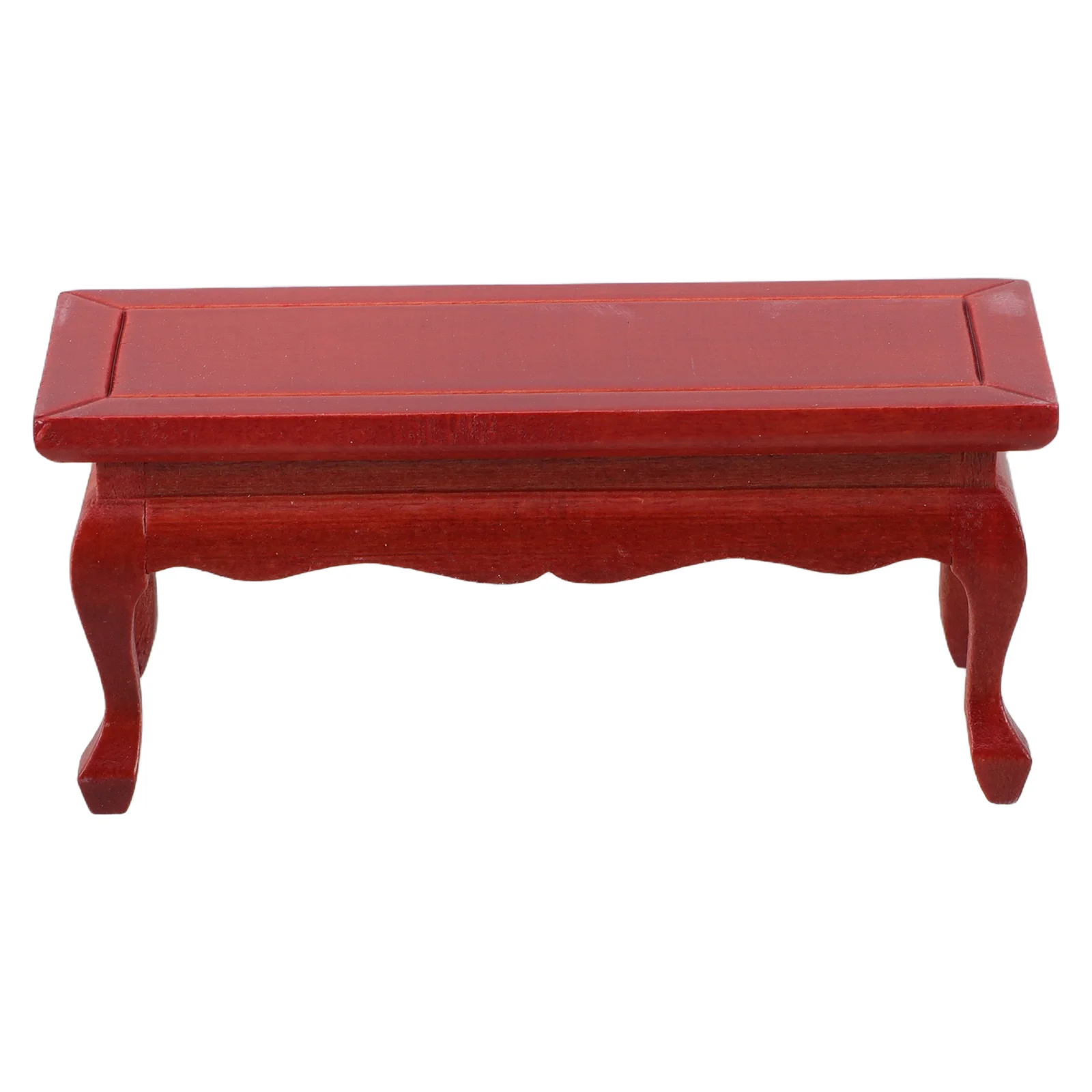 1Pc 1:12 Mini Coffee Table Solid Wood Table Model Desk Model for Dolly House House (Red) Mini Table