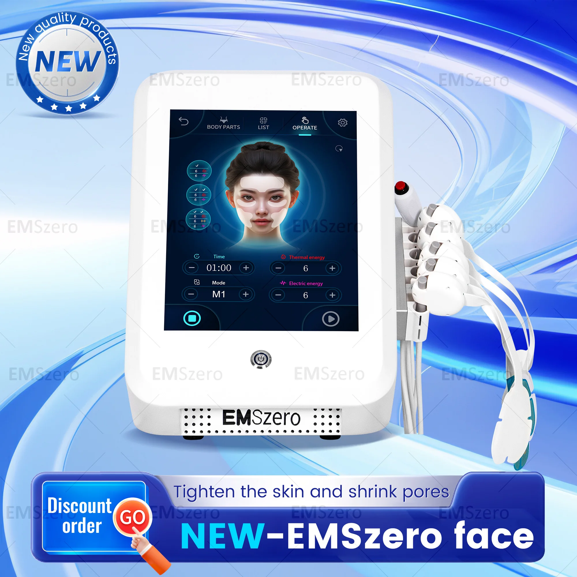 EMSZERO Pro المهنية الوجه التحفيز الكهربائي Emrf الوجه Ems RF آلة رفع الوجه منصات الوجه جهاز تدليك