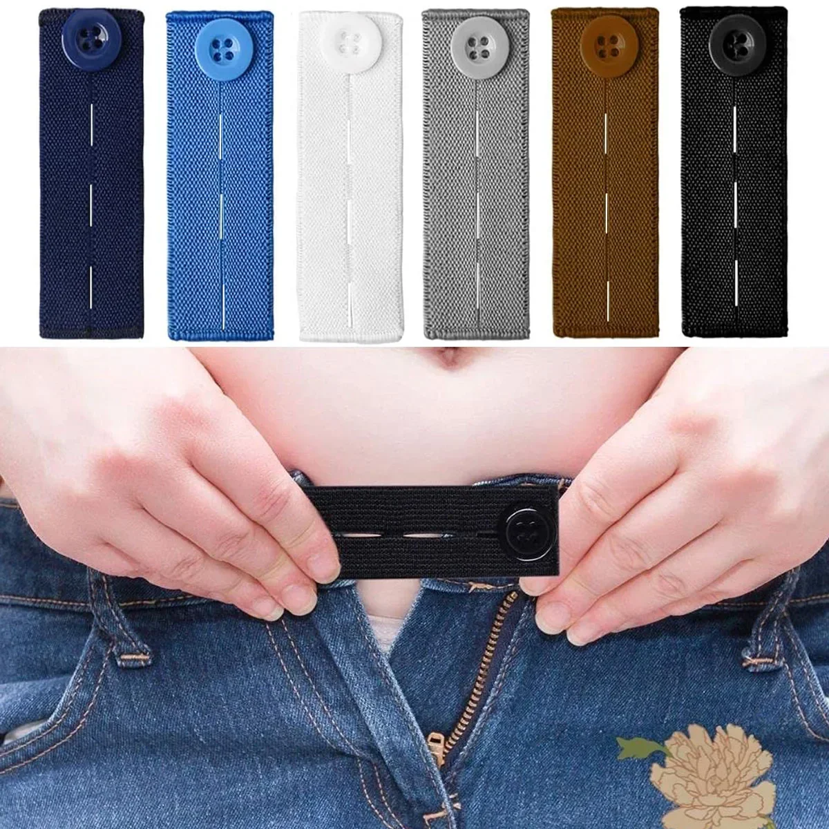 5pcs/lot Fabric Waist Expander Button Adjustable Clothes Fastener Extension Snap Buckle Waist Belt Elastic Extended Buttons