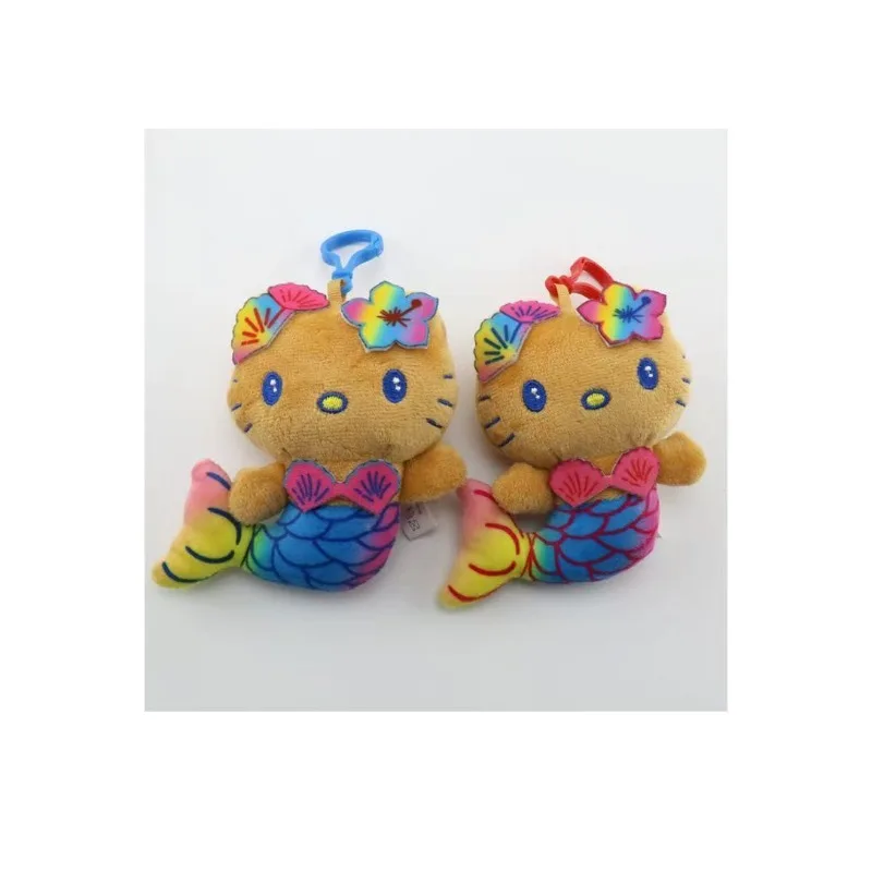 سانريو هاواي سلسلة حورية البحر الملونة مرحبا كيتي الجلد الداكن أفخم قلادة الكرتون المبهر حورية البحر كيتي دمية لعبة حقيبة المفاتيح