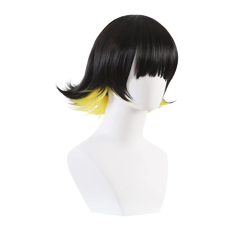 Anime Blue Lock Bachira Meguru Cosplay Wig Black Yellow Hair Bowl Cut Team Z No.8 Football Player Bob Halloween Accessory Men