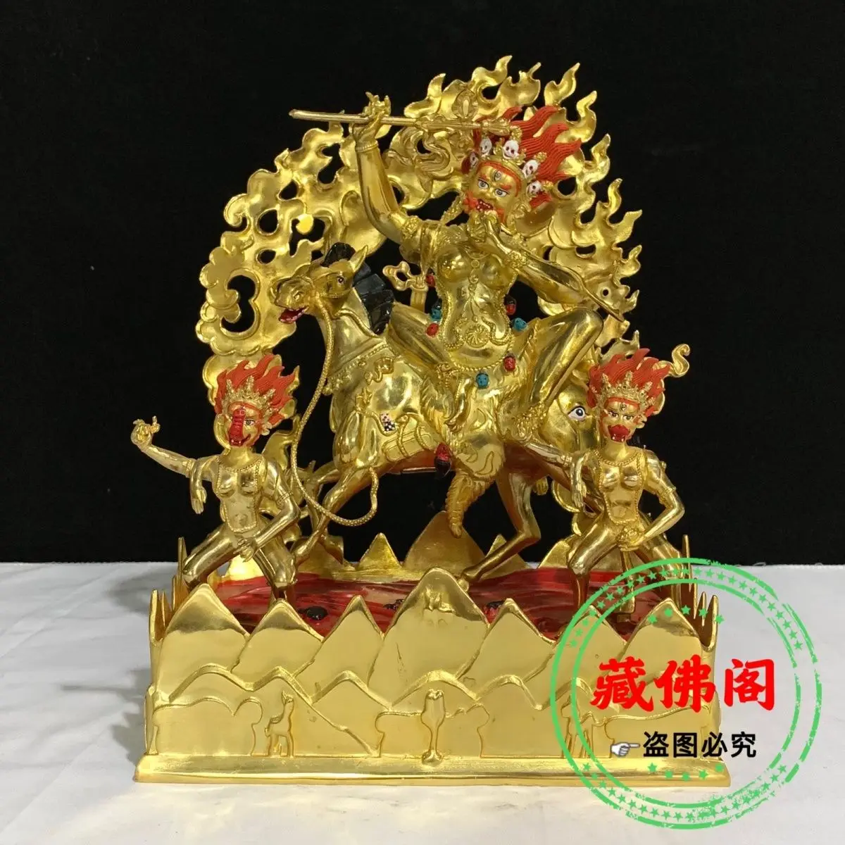 

One-foot auspicious Tianmu pure copper hollow precision work Tibetan gold-plated Buddha statue home decoration Buddhist temple p