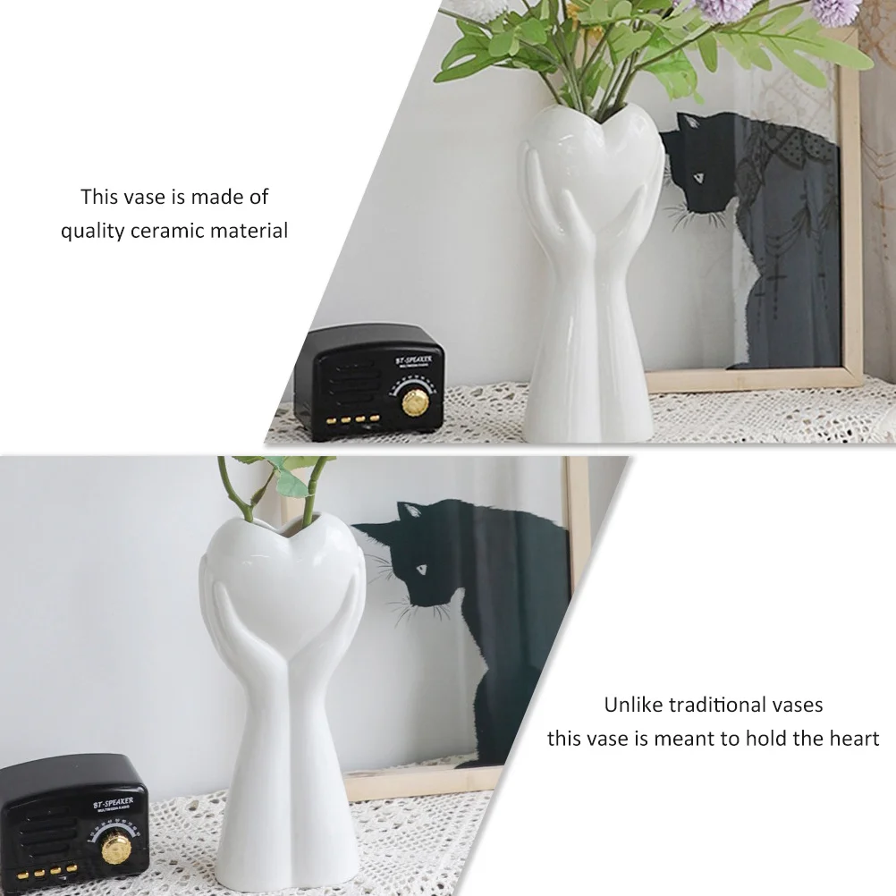 

Ceramic Flowerpot Nordic Style Hand Holding Heart Vase Modern Art Decorative Vase for Home Decor Wedding Gift Heart Vases