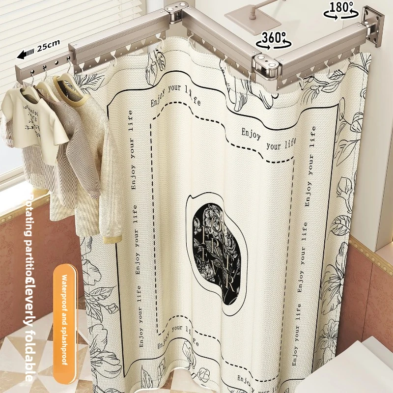 Cortina  ducha plegable  primera calidad, pantalla divisoria  baño impermeable resistente al moho sin taladro, barrera