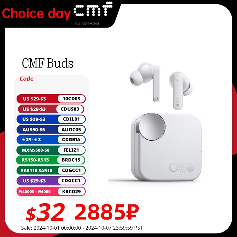 Global Verison CMF by Nothing Buds  with 42 dB ANC Active Noise Cancellation with Transparency Mode  IP54 Bluetooth 5.3