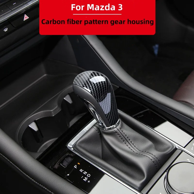 

For Mazda 3 Axela CX-30 2020-2022 ABS Material Carbon Fibre Grain Gear Shift Handle Decorative Cover Accessories.