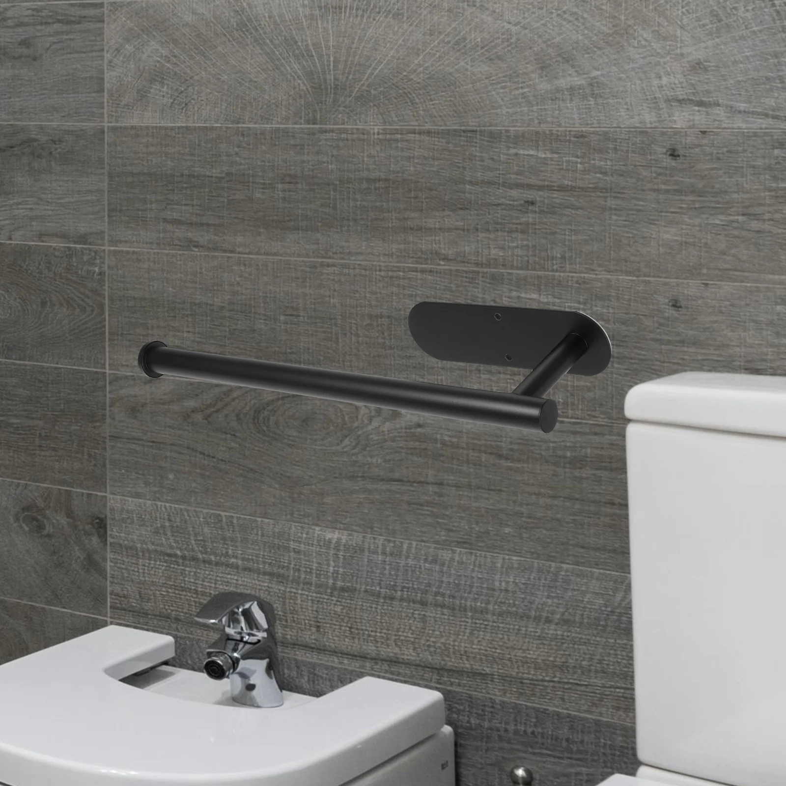 

No Punch Paper Towel Rack Strong Weight Bearing Bathroom Wall Mounted Paper Holder Aviation Aluminum Easy Clean