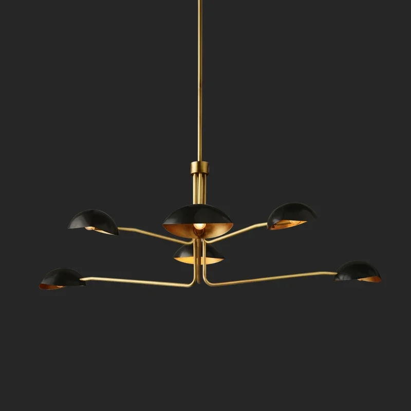 Mid century chandelier industrial metal lamp shade black and gold light Designer sputnik light dining room foyer light fixtures