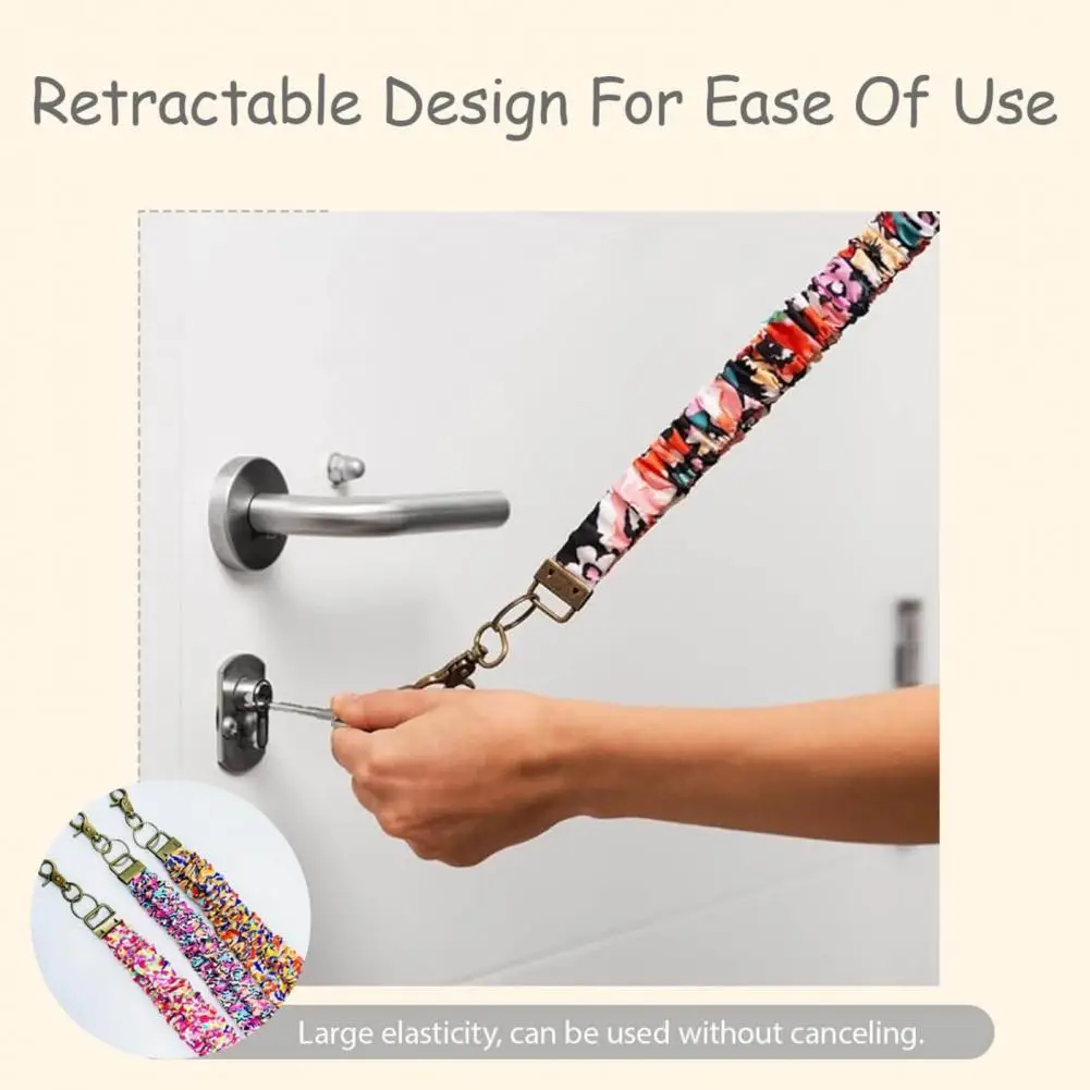 4 قطعة مجموعة حبل Scrunchie قابلة للتمدد مع حاملي بطاقات الهوية المقاومة للماء بطاقات تلسكوبية ناعمة شارة حبل معلق