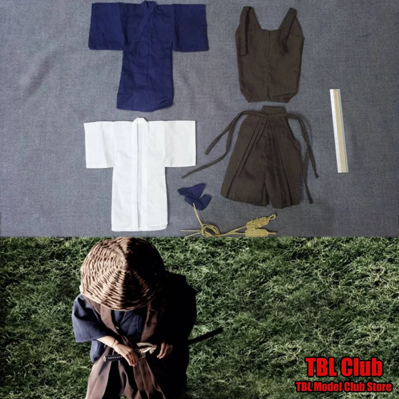 

Масштаб 1/6, мини-мужская одежда, синий японский самурайский костюм с соломенными сандалиями, подходит для игрушек, 12 дюймов, экшн-фигурка солдата