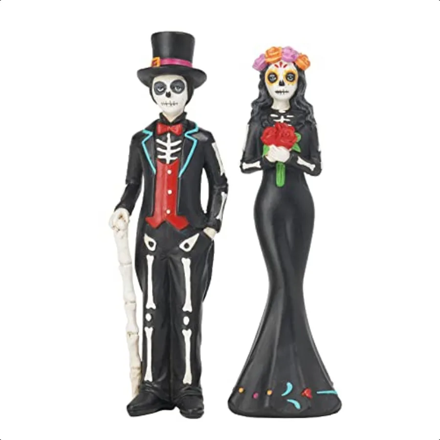 

DayofTheDead HalloweenDecoration Couple Skeleton Decor Dia De Los Muertos Sugar Skull Figures Resin Memorial Mexican Traditiona