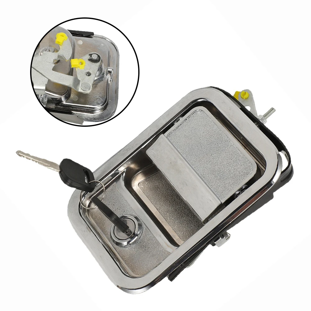 Exterior Door Handle Right Passenger Truck Door Replacement Includes Key Cylinder For Freightliner 2000-2011 Silver