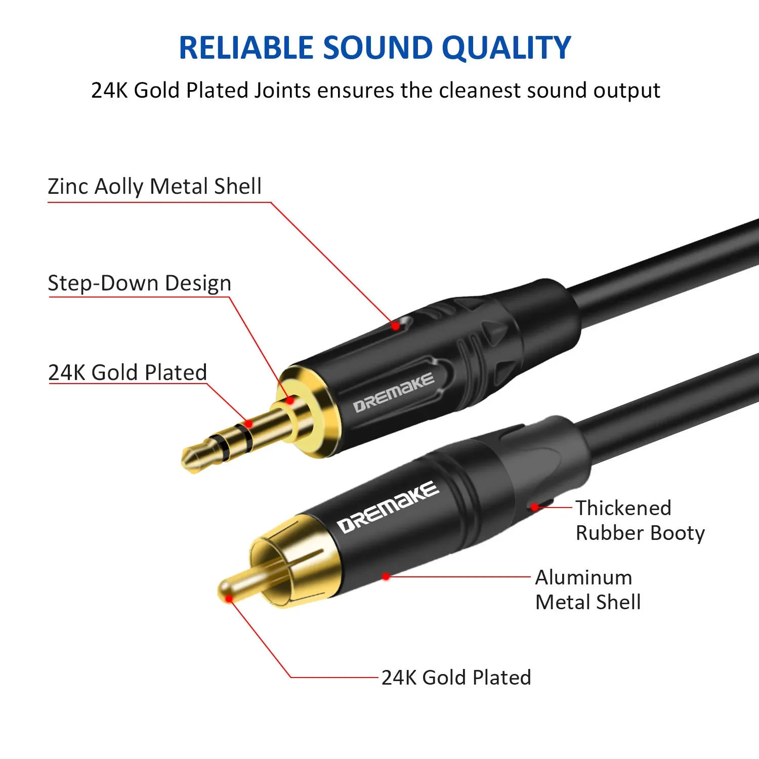 RCA  Audio Cable Stereo Gold-plated Y-splitter TRS 3.5mm To 2X3.5mm For PC Smartphone Tablet MP3 TV  DVD Speaker Amplifier