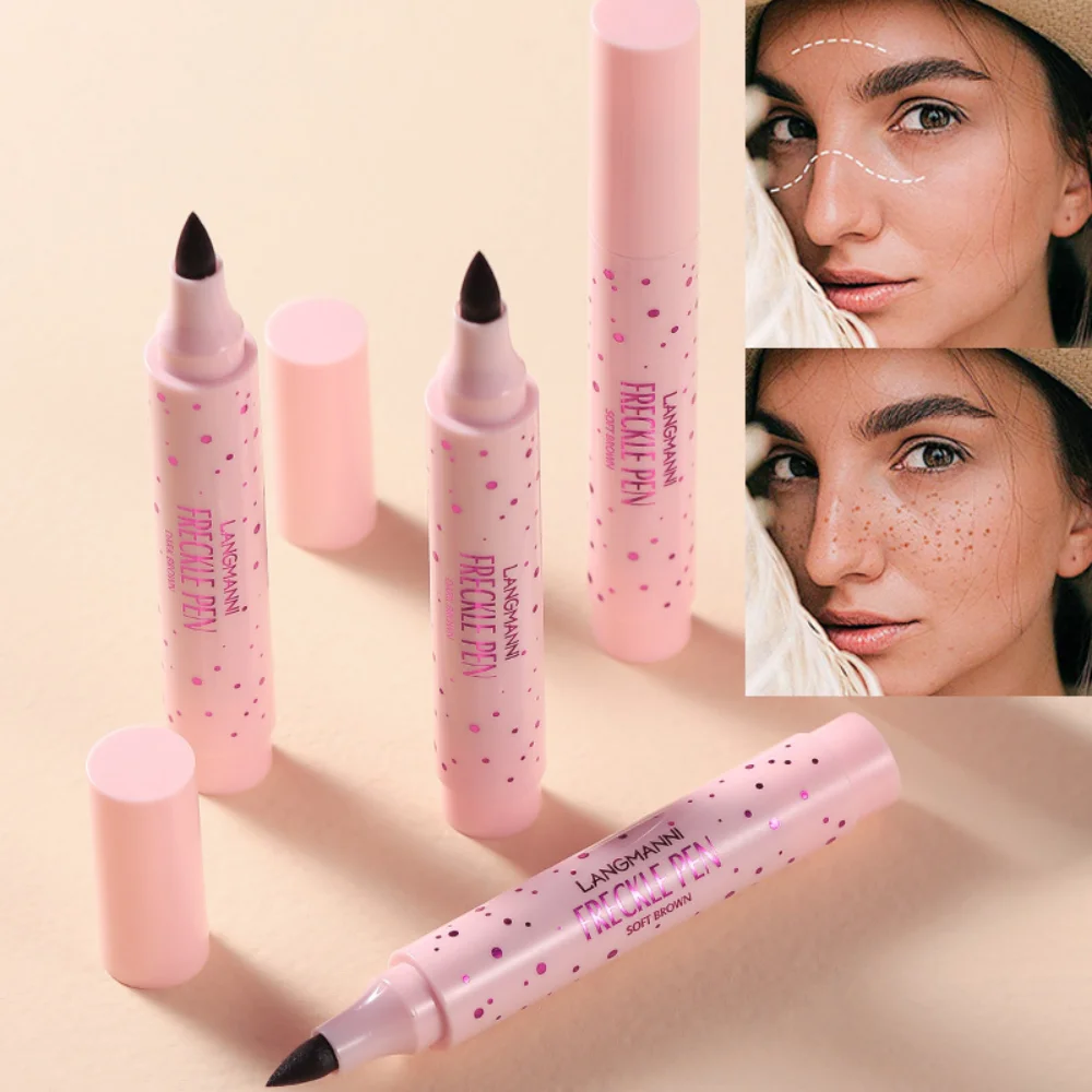 Penna con sigillo per lentiggini liquide a 2 colori, punta per lentiggini, simulazione naturale, penna a pois a cerchio finto, trucco impermeabile a lunga durata