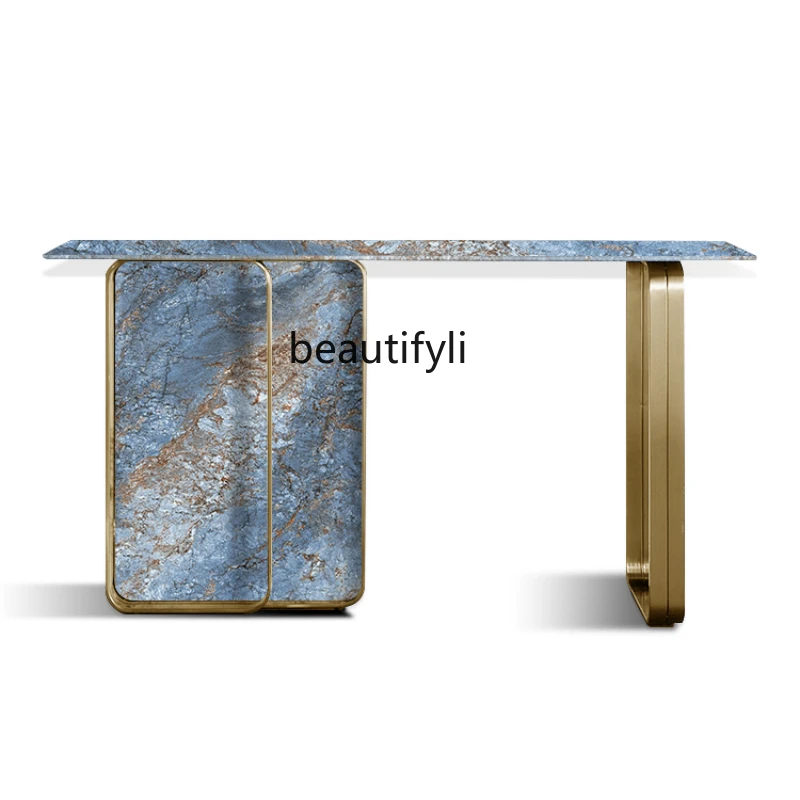 

Italian Style Light Luxury Super Narrow Console Tables Home Wall Designer High-End Luxury Stone Grade Stone Plate Console