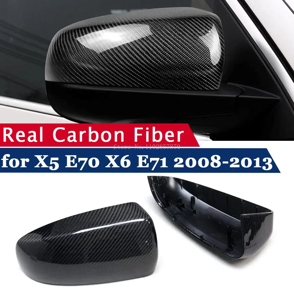 

Rearview Mirror Cover for BMW X5 E70 X6 E71 2008-2013 Real Carbon Fiber Side Mirror Shells Frame Replacement Case Protector