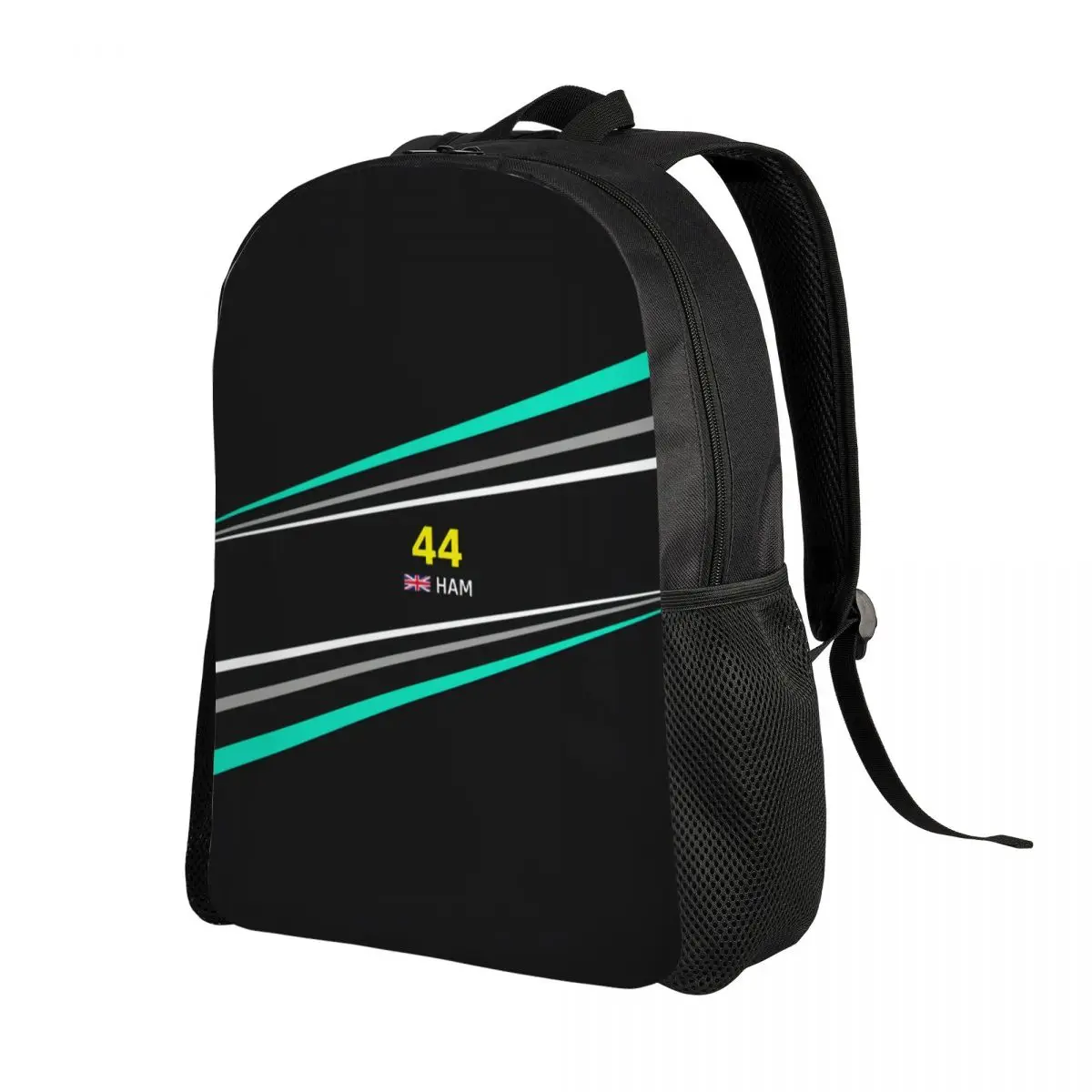 Custom Lewis Motorsport Backpack for Girls Boys 44 Car Racing School College Travel Bags Women Men Bookbag Fits 15 Inch Laptop