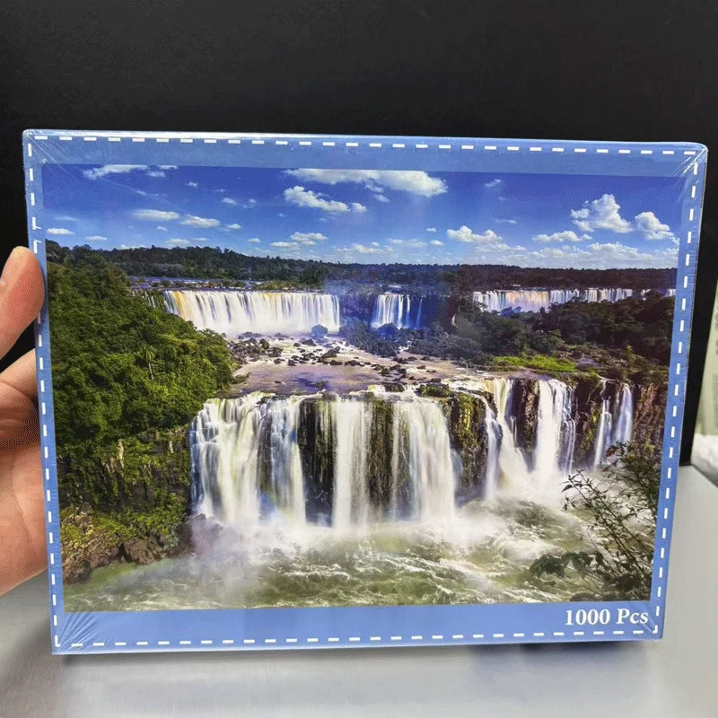 

1000 шт. Пазл Iguazu Falls для взрослых, большой бумажный пазл размером 70x50 см, семейная деятельность, потрясающий пейзажный пазл с водопадом