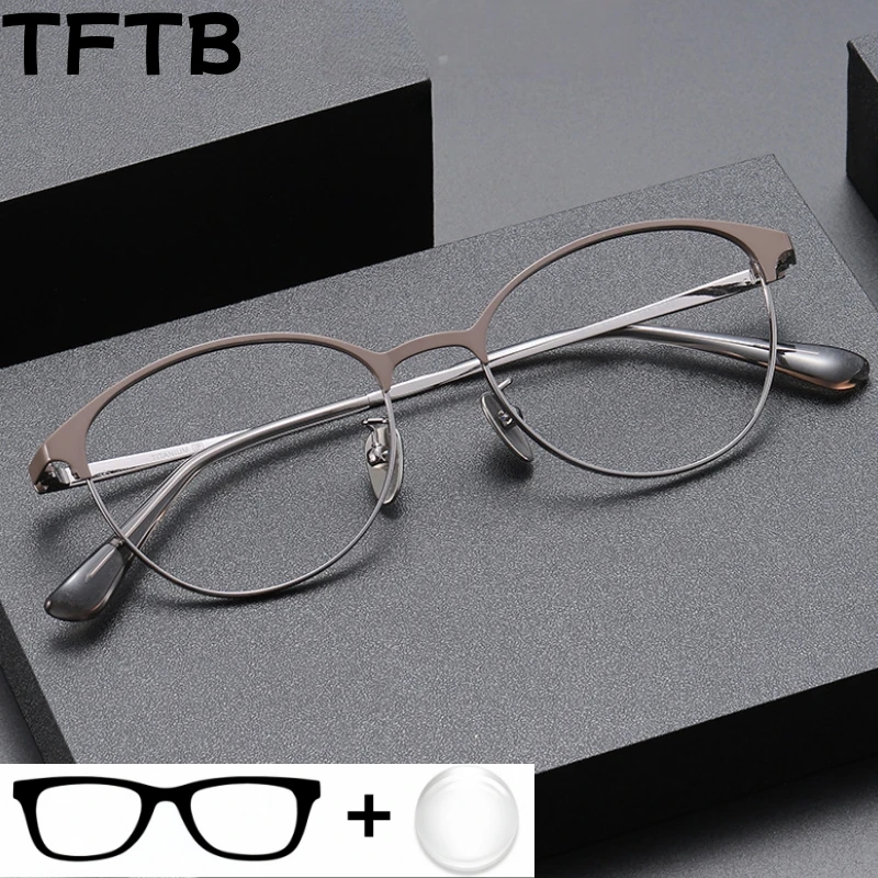 

TFTB Titanium Alloy Optical Prescription Women's Glasses Retro Oval Myopia Hyperopia Progressive Multifocal Recipe Eyeglasses