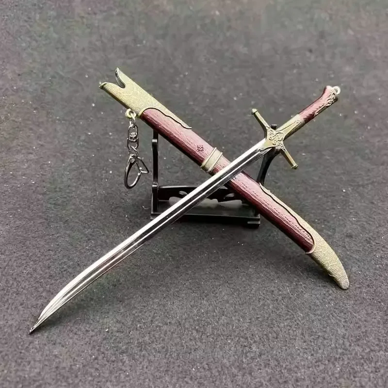 ロングリスソードモデルおもちゃ、ワイルドハント、中世の武器、刀、カタナモデル、キーホルダーの装飾、工芸品、映画、22cm