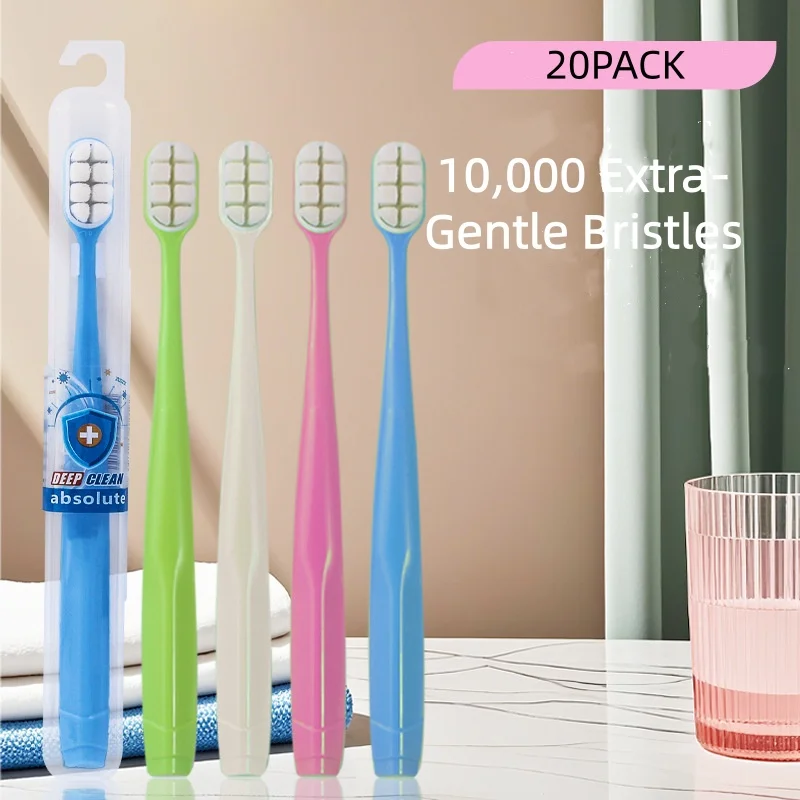 

Набор из 20 ультрамягких зубных щеток для чувствительных зубов, 10 000 ультрамягких щетинок, для взрослых, беременных, людей с брекетами и пожилых людей, для ухода за деснами