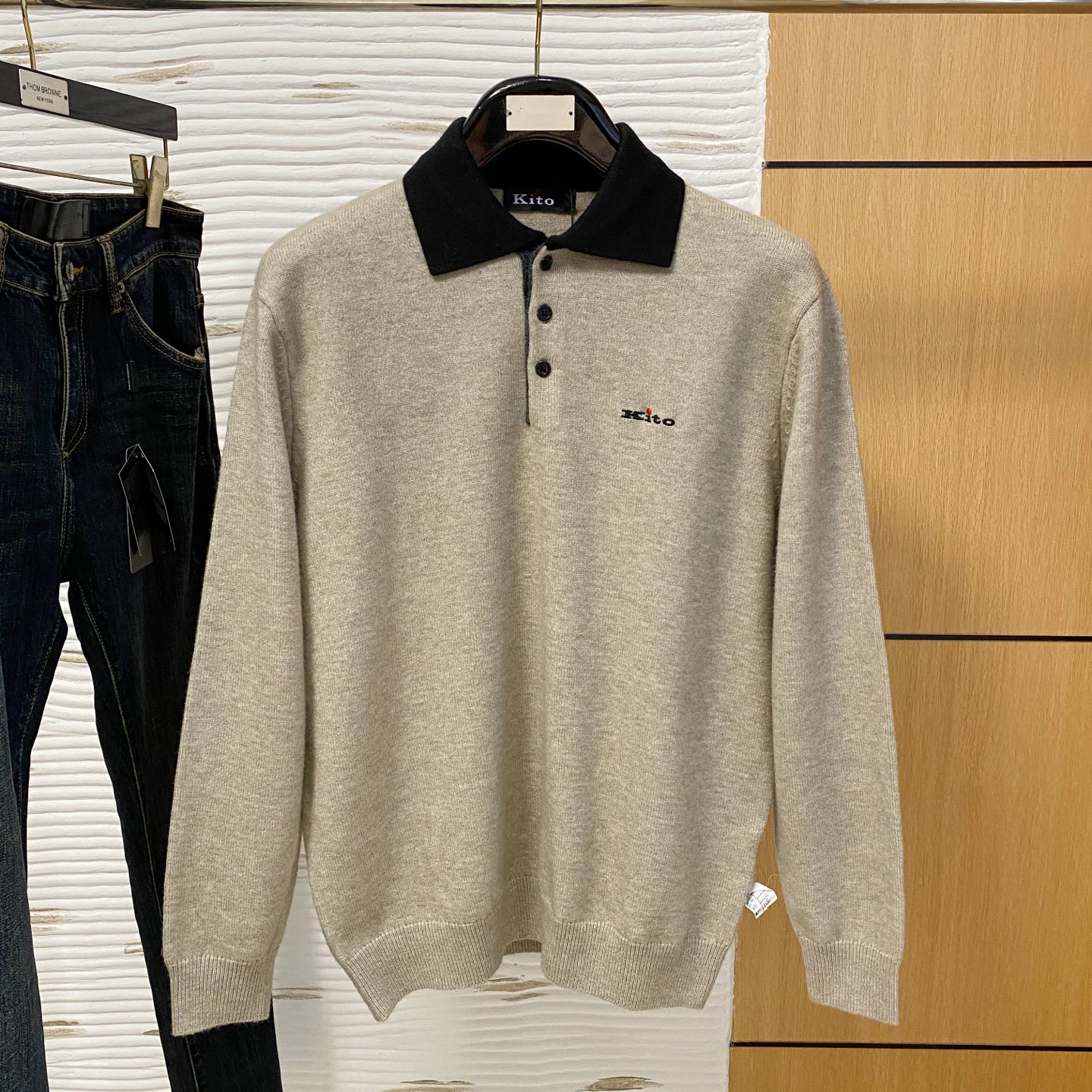 

Ktion 25aw Casual Lapel Large Size Long Sleeve Knitted POLO Shirt