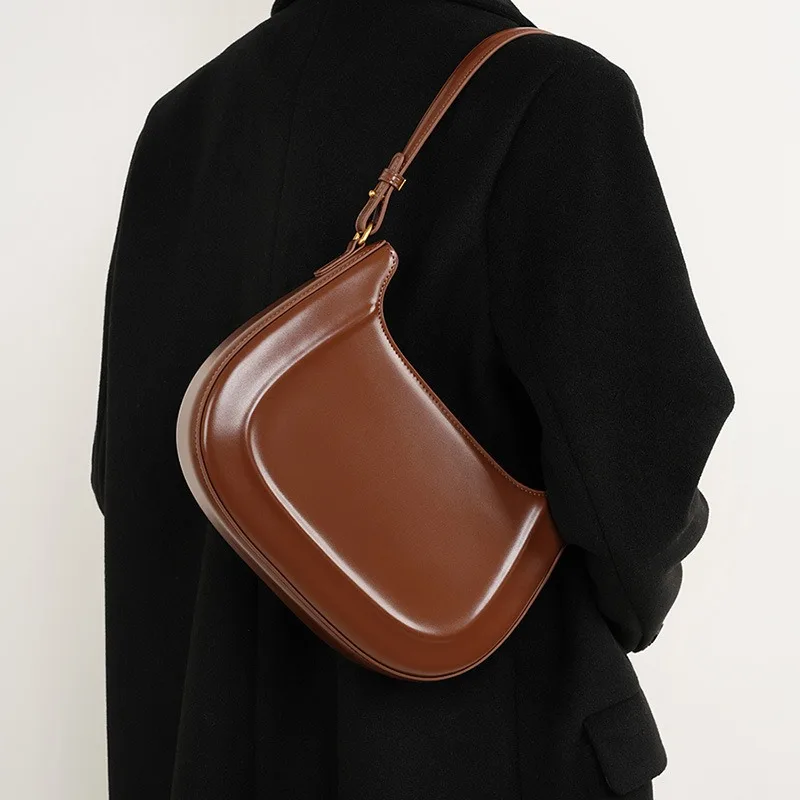 Elegant Vintage Everyday Shoulder Bag for Women Genuine Leather Handbag Adjustable Convertible Strap Fashion Trend