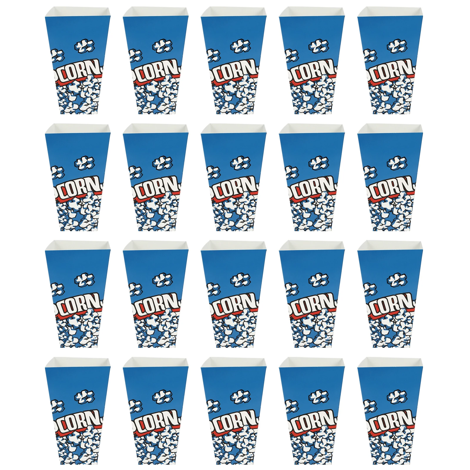

100pcs Popcorn Boxes Blue Square Folding Paper Containers Reusable Party Movie Night Snack Holders Lightweight Kitchen