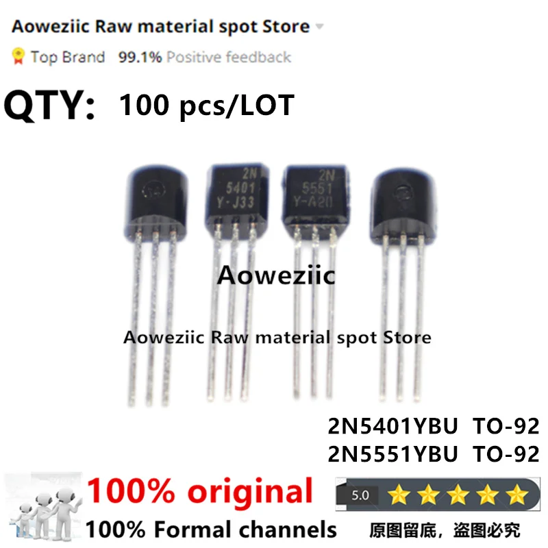 Aoweziic 2020+ 100% new imported original 2N5401YBU  2N5401 2N5551YBU 2N5551 TO-92 Low Power Triode Transistor