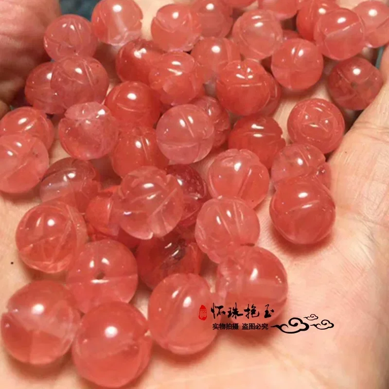 

10pcs Strawberry Crystal Lotus Beads Loose Beads Round Bracelet Necklace with Beads Good Partner DIY Accessories 10mm