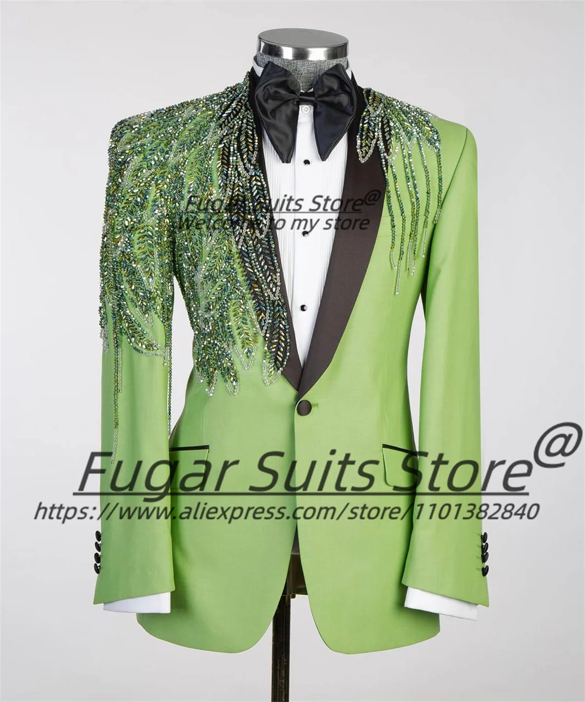 

Magnificent Diamond Green Men Suits Slim Fit Shawl Lapel Groom Wedding Tuxedos 2 Pieces Sets Elegant Male Blazers Ropa Hombre