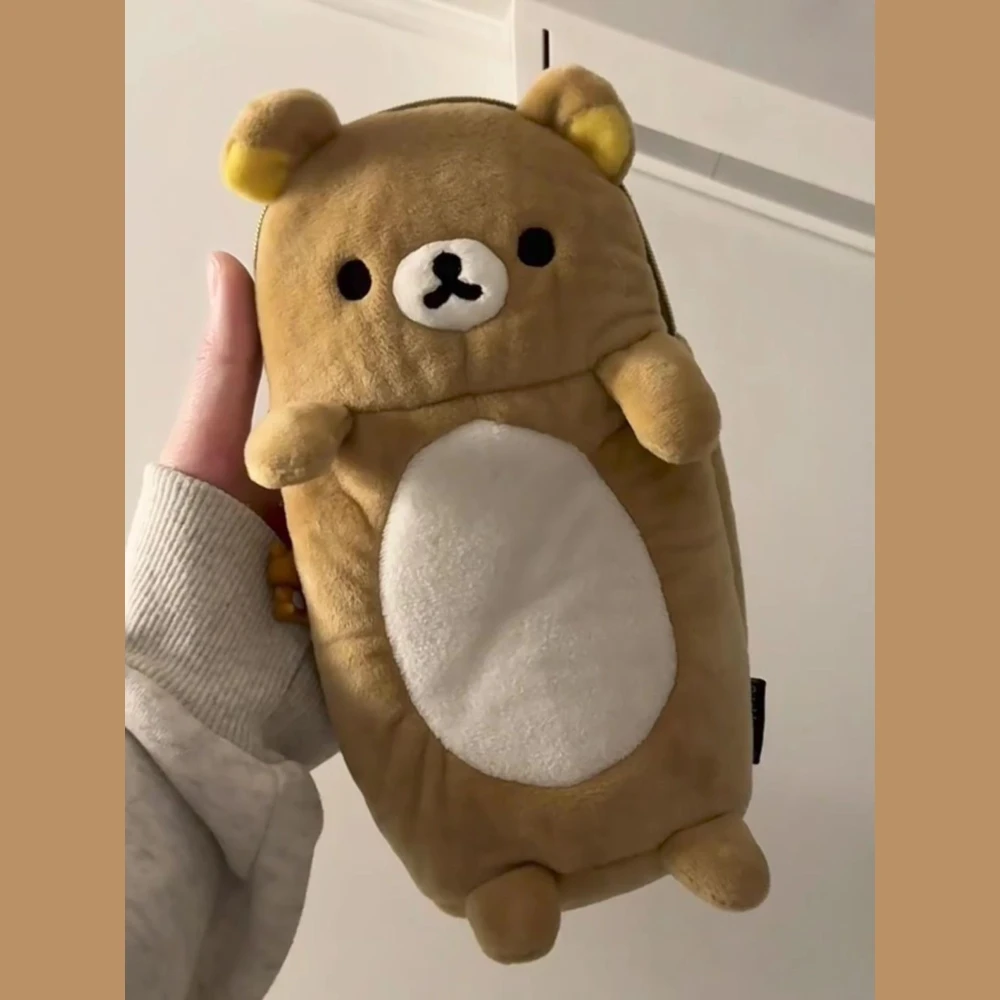 

Japanese cartoon rilakkuma kawaii Plush Zipper Storage Bag Niche Cute Gift Coin Wallet Large Capacity Stationery Pen Bag