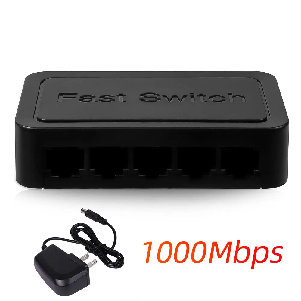 

Mini Gigabit Network Switch 5 Port Ethernet Switch Internet Splitter Desktop 10/100 / 1000Mbps RJ45 Hub Wifi Router