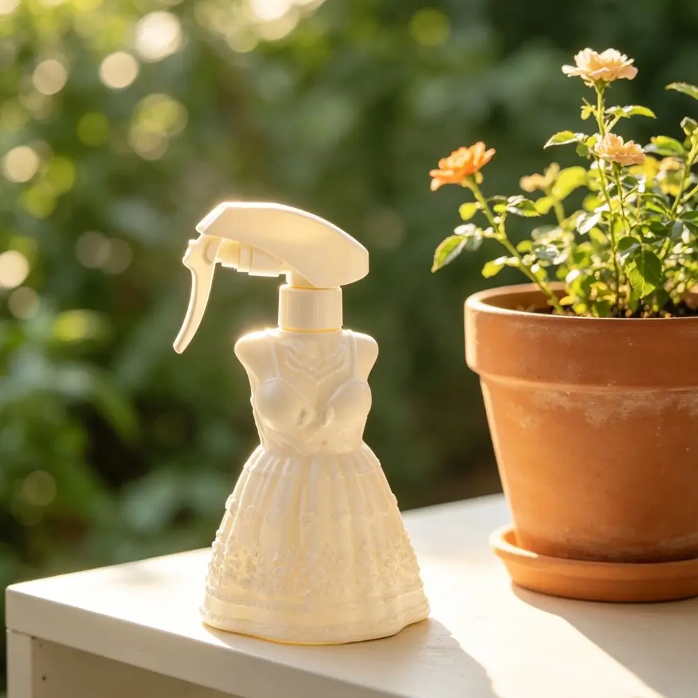 Exquisite Carved Artistic Spray Bottle Fine Mist Press-Type Sprinkler Kettle Reusable Retro Skirt Shape Garden Watering Can