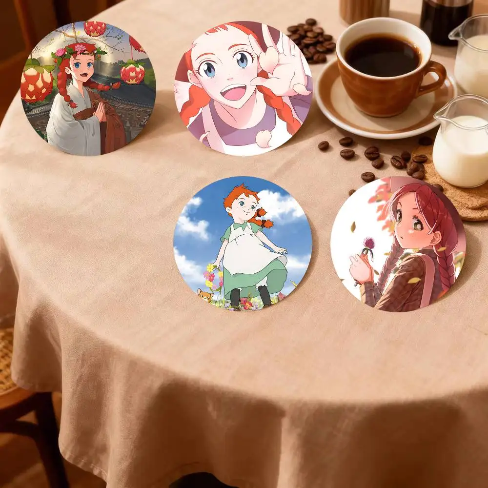 Anime Anne Of Green Gables Round Wooden Coasters Suitable Fo