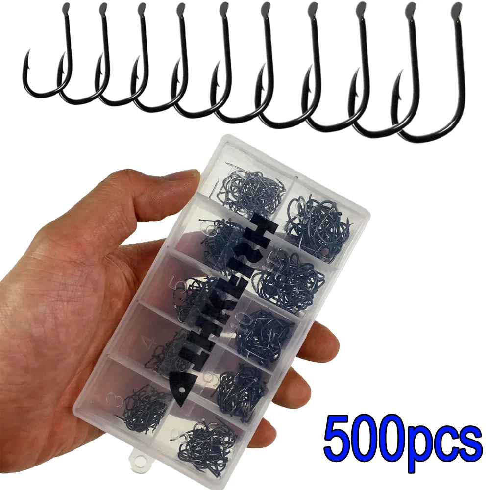 

Barbed Fishhooks 3#-12# High Carbon Steel Carp Fishing Hook Single Jigging Hooks Accessories Tackle 500pcs Soft Lures Hooks