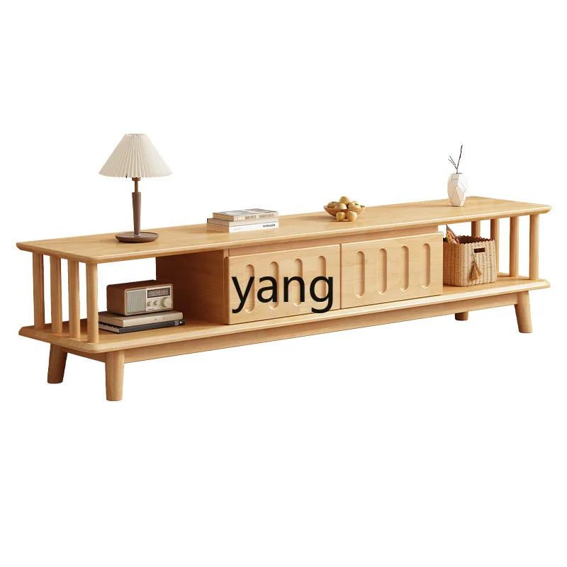 LMM Nordic modern simple solid wood TV cabinet coffee table combination small apartment living room household high cabinet