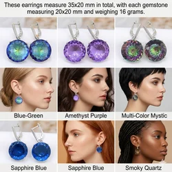 Buy 5 Get 1 Free 35x20mm Big Gemstone 20mm Fire Rainbow Mystic Topaz Kunzite Peridot London Blue Topaz Silver Earrings