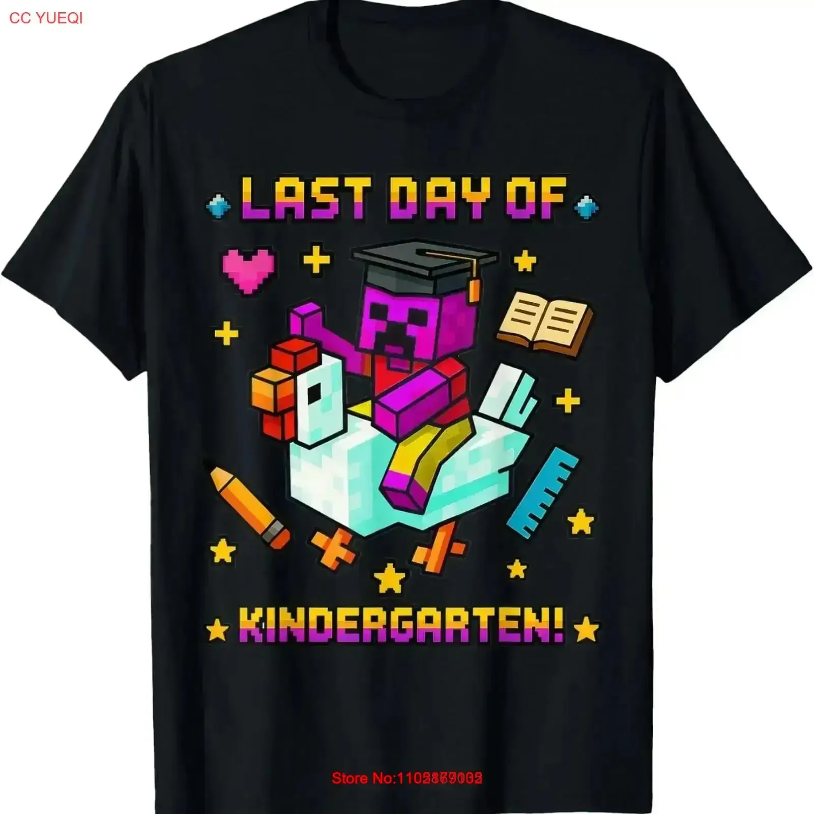 Last Day of Kindergarten Funny Chicken Pixel Art Kids Boys T Shirt vintage Washed Top For Everyday Wear Versatile streetwear