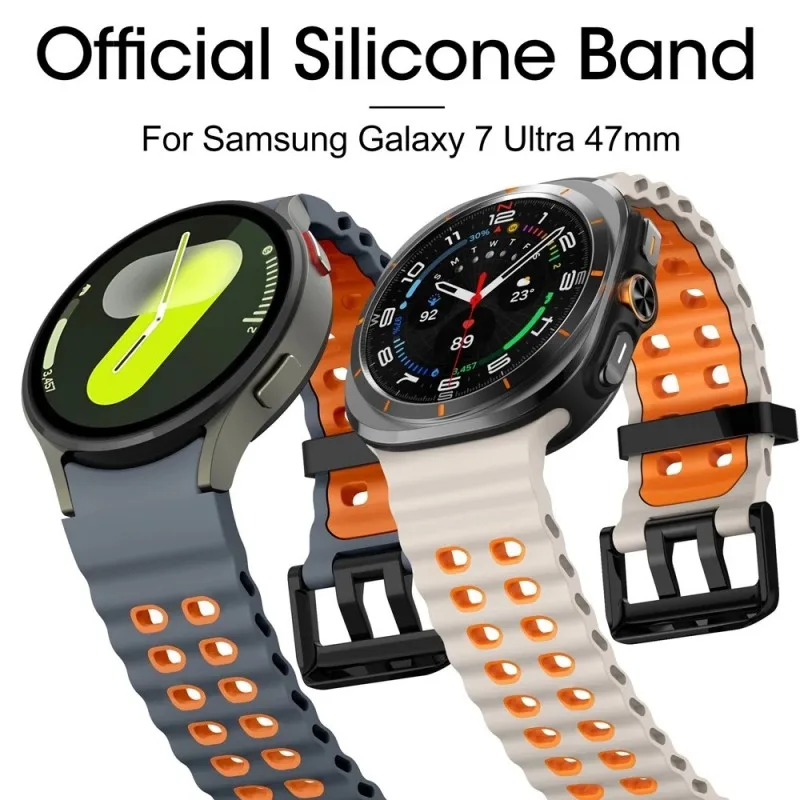 

Sport Ocean Silicone Band for Samsung Galaxy Watch 8 Classic Ultra 47mm Watchband Breathable Strap for Galaxy 7 6 5 4 Classic FE