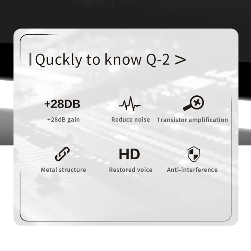 TEYUN-Préamplificateur de microphone dynamique noir Q2, amplificateur de micro dynamique de gain 28Db, amplificateur de micro 48V, Q-2 à structure métallique pour Live, 1 PC