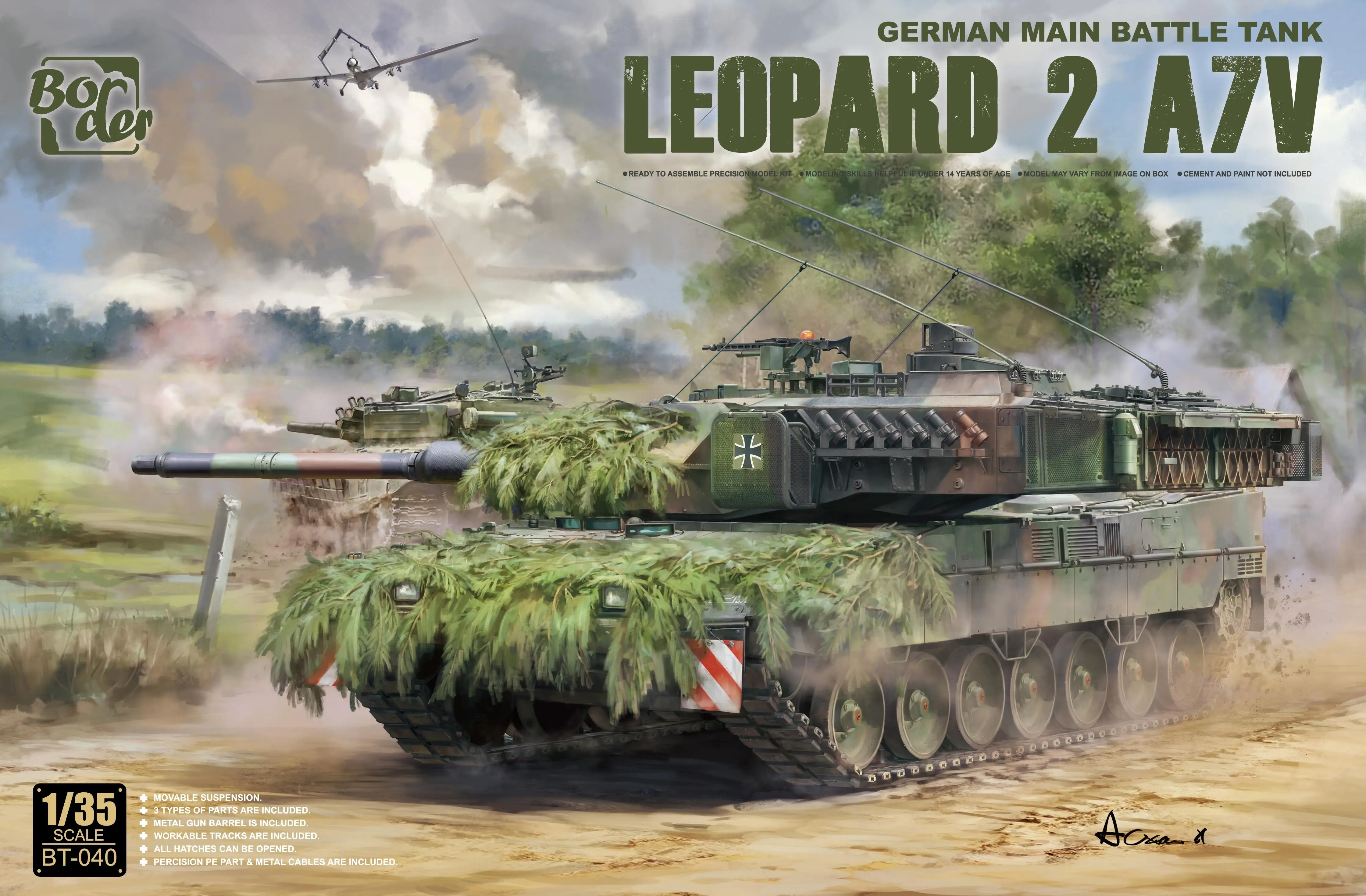 Border BT-040 1/35 Scale German Leopard 2A7V Main Battle Tank Model Kit