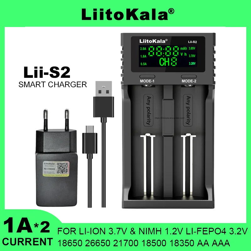 LiitoKala Lii-MP2 S6 S2 18650 21700 Rechargeable Battery Charger And Power Bank QC3.0 Input/Output Digital Display