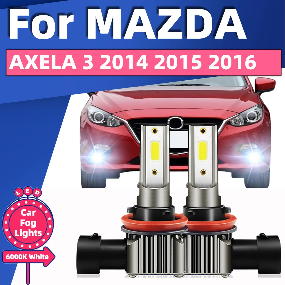 

2x LED Car Front Fog Light Bulbs For MAZDA AXELA 3 2014 2015 2016 Wireless Fog Lamps High Brightness 15000LM 6000K Foglights