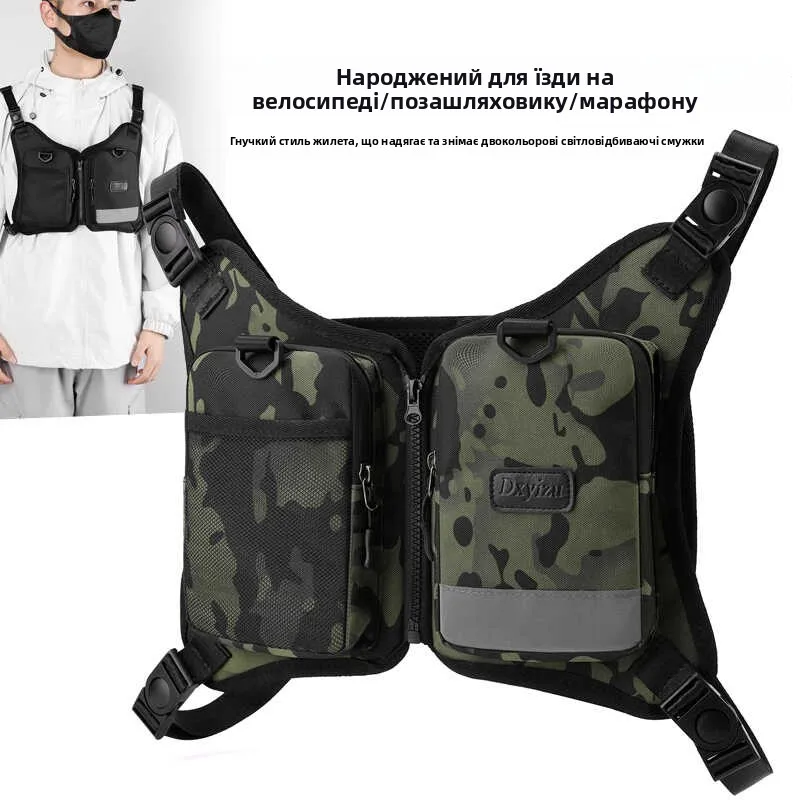 Tactical Vest Bag Men's Casual Personali Bapa Nylon Fabric Chest Bag Outdoor Sports Traveling Bag ular Brand